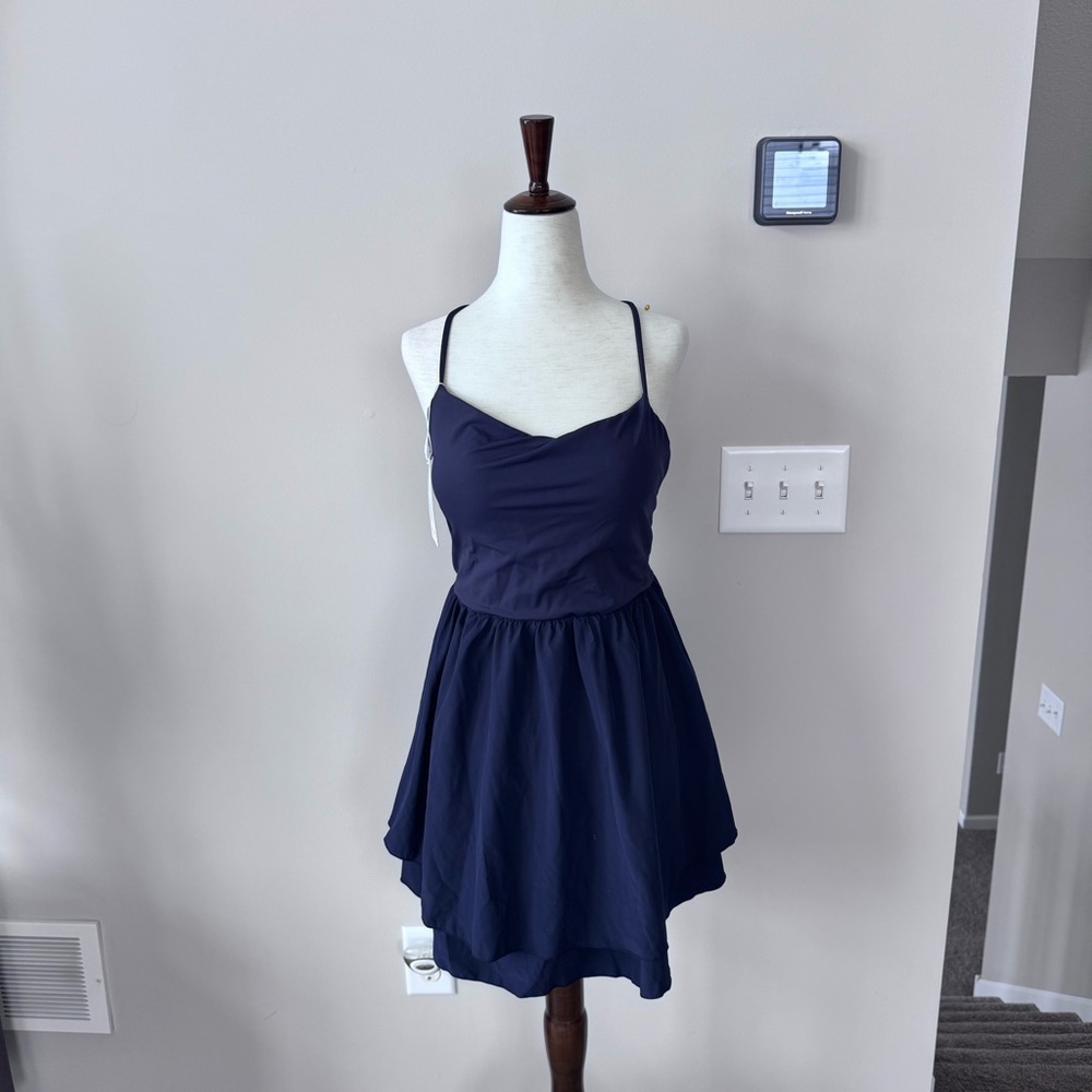 NWT! Halara Breezeful Lace Up Tiered Ruffle Quick Dry Flowy Mini Slip Dress - Picture 4 of 9